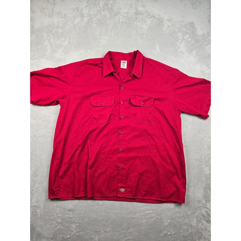 Dickies Work Shirt Mens 3XL Red Short Sleeve Button Up Dual Pocket